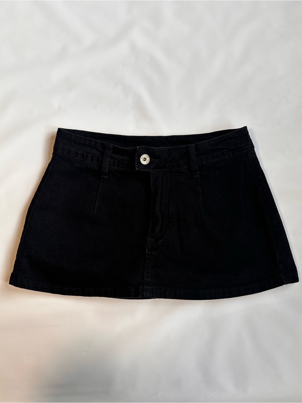 Elle Black Mini Skirt with Front Button